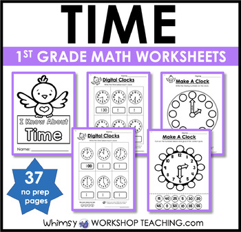 Preview of 1st Grade Math NO PREP Time Worksheets Activities