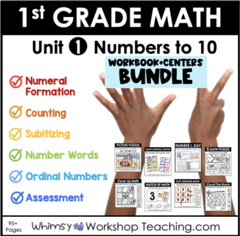 Preview of 1st Grade Math Number Sense BUNDLE Lessons Centers Printables Unit 1