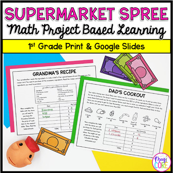 Preview of 1st Grade Math PBL Add, Subtract, Word Problems Money Project Based Learning
