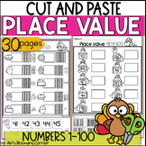 1st Grade Place Value Cut and Paste Worksheets Numbers 1 t