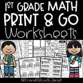 1st Grade Math Print & Go Worksheets - Distance Learning