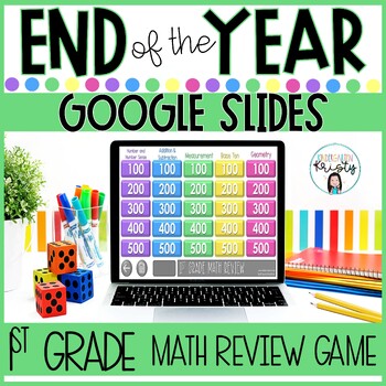 Preview of End of the Year 1st Grade Math Review GOOGLE SLIDES Game