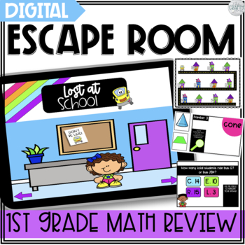 Preview of 2nd Grade Math Review Digital Escape Room - Back to School Activities