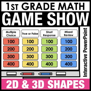 Preview of 1st Grade Math Review Game Show: 2D & 3D Shapes PowerPoint Digital Math Review