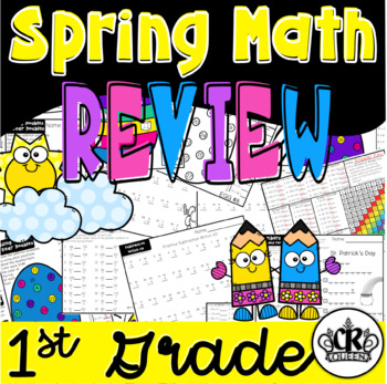 Preview of 1st Grade Math Review Packet with St Patrick and Spring Theme