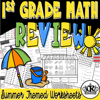 Preview of 1st Grade Math Review Packet with Summer Theme