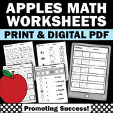 Apple Theme Math Worksheets Counting Centers Activities Fa