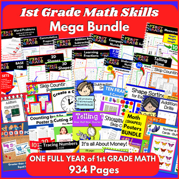 Preview of 1st Grade Math Skills Mega Bundle | One FULL YEAR