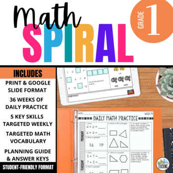 Preview of 1st Grade Math Spiral Review | 36 Weeks of First Grade Morning Work Activities