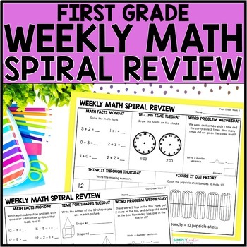 Preview of 1st Grade Math Spiral Review | Daily Math Warm Up, Quiz