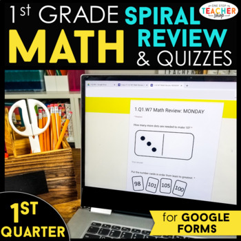 Preview of 1st Grade Math Spiral Review | Google Classroom Distance Learning | 1st QUARTER