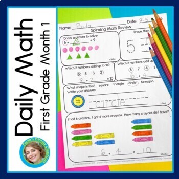 Preview of 1st Grade Daily Math Spiral Review Warm Up Morning Work August September BTS