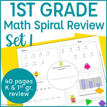 Preview of 1st Grade Math Spiral Review Morning Work | Math Homework