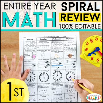 Preview of 1st Grade Math Spiral Review - Morning Work, Math Homework, or Warm Ups BUNDLE