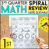 1st Grade Math Spiral Review & Quizzes | 1st Grade Math Homework | 3rd QUARTER