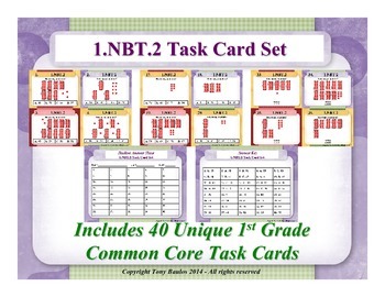 Preview of 1st Grade Math Task Cards 1 NBT.2 Understand Place Value 1.NBT.2