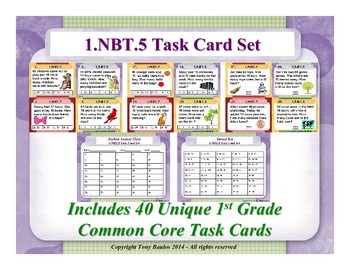 Preview of 1st Grade Math Task Cards 1 NBT.5 Mentally Find 10 More or Less 1.NBT.5