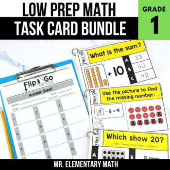 Preview of 1st Grade Math Task Cards & Review - Early Finisher Activities
