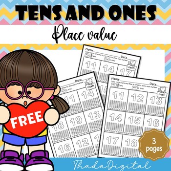 Preview of Free Sample 1st Grade Math: Tens and Ones  Base Ten Blocks Worksheet