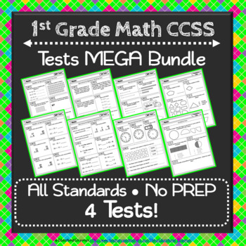 Preview of 1st Grade Math Tests ⭐ Common-Core Aligned Assessments ⭐ Mega Bundle