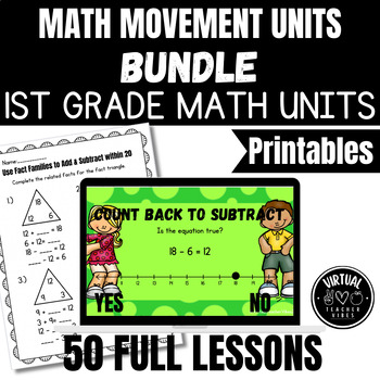 Preview of 1st Grade Math Units Bundle: Google Slides Printables, Assessments, Homework
