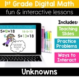 1st Grade Math Unknowns Add Subtract 1.OA.8 - Digital Math