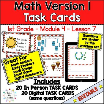 1st Grade Math Version 1 Task Cards Module 4 Lesson 7 - Print & Digital