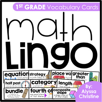 Preview of 1st Grade Math Vocabulary Word Wall Cards