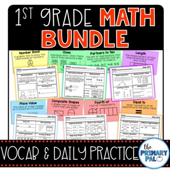 1st Grade Math Vocabulary and Worksheets Bundle by The Primary Pal