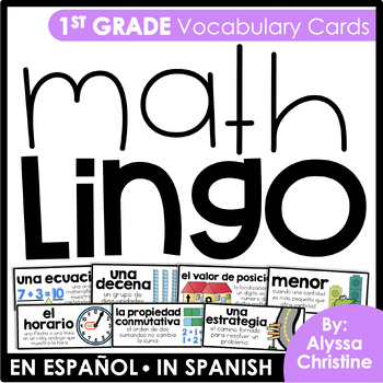 Preview of 1st Grade Math Vocabulary in Spanish | Tarjetas de vocabulario para matemáticas