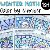 1st Grade Math Winter Activities Color by Number