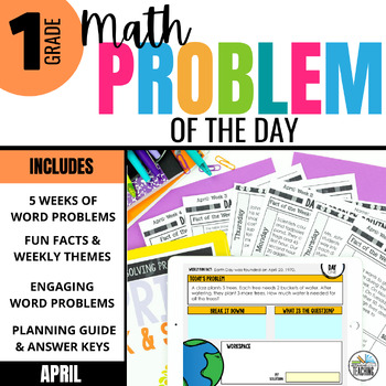 Preview of 1st Grade Math Word Problem of the Day April -  Spring Math Problem Solving