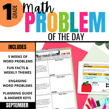 Preview of 1st Grade Math Word Problem of the Day | September Daily Math Problem Solving