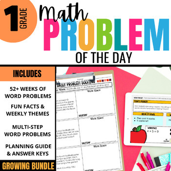 Preview of 1st Grade Math Word Problem of the Day | Yearlong Story Problem Solving Practice
