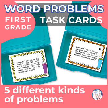 Preview of 1st Grade Word Problems Task Cards | FIRST GRADE