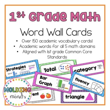 Preview of 1st Grade Math Word Wall- Vocabulary Cards with visuals