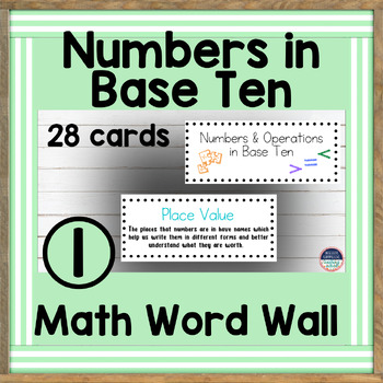 Preview of 1st Grade Math Word Wall & Math Vocabulary Words Numbers/Operations In Base Ten