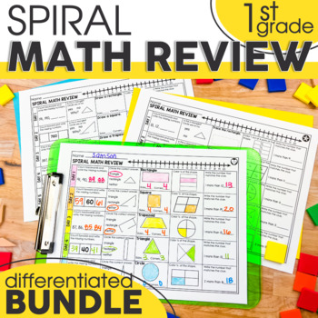 Preview of Spiral Math Review Bundle - Daily Math Review Packet - Morning Work 1st Grade