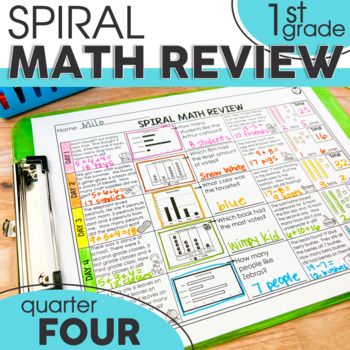 Preview of 1st Grade Math Worksheets | First Grade Morning Work | Math Review Quarter Four