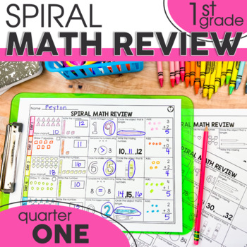 Preview of 1st Grade Math Worksheets | First Grade Morning Work | Math Review Quarter One