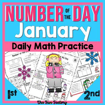 Preview of 1st Grade Math Worksheets - Number of the Day Worksheets - January - NO PREP