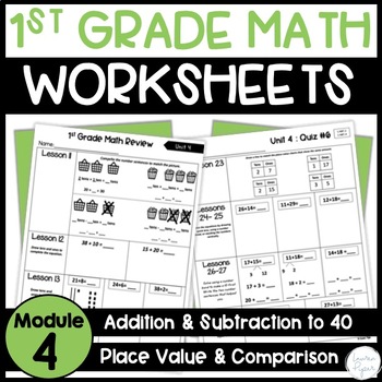 Preview of 1st Grade Math Worksheets Place Value and Addition and Subtraction to 40