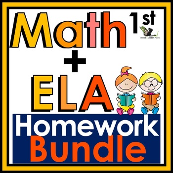 Preview of 1st Grade Math and ELA Homework, Morning Work, and Review Bundle