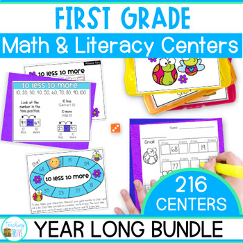 Preview of 1st Grade Math & Literacy Centers, Early Finishers Printable & Digital Resources