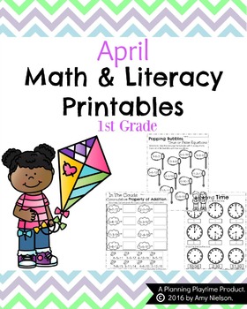 Preview of 1st Grade Math and Literacy Printables - April