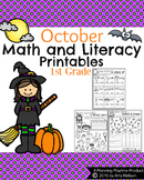 1st Grade Math and Literacy Printables - October
