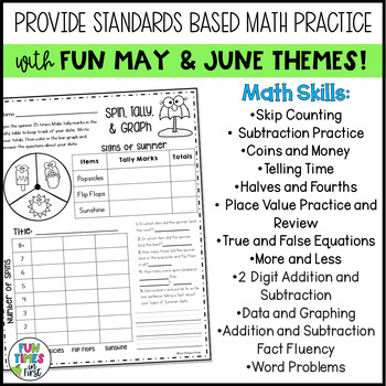 1st grade may june no prep printables 1st grade may june ela math worksheets