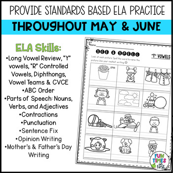 1st grade may june no prep printables 1st grade may june ela math worksheets