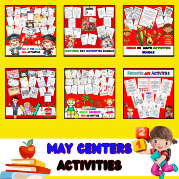 Preview of 1st Grade May Themed Centers Activities and Worksheets MEGA BUNDLE