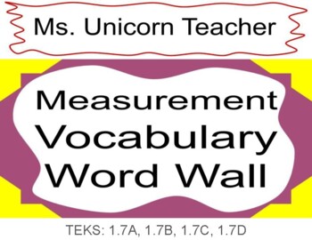 Preview of 1st Grade Measurement Vocabulary Pack